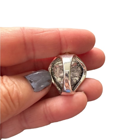 Vintage Look Silver and Sky Blue with White Center - Picture 2 of 6